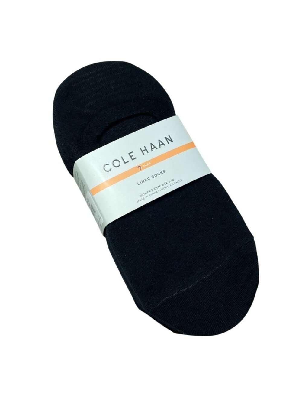 NWT 7 Pairs Cole Haan Women's 4-10 Liner Socks Black Stretch Non-Slip Heel F1275